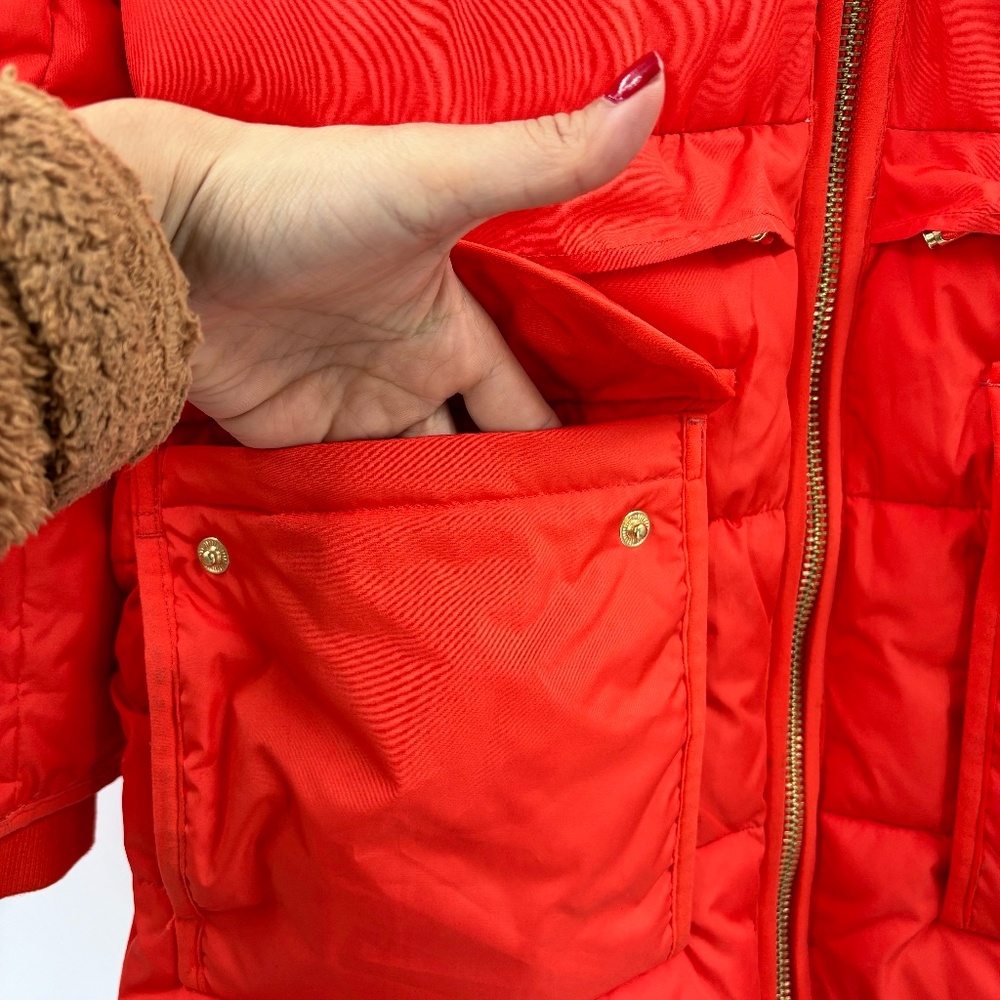 J Crew Women's Signature Puffer Red Orange Size XSP - Picture 7 of 13